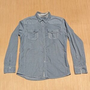 Buckle Black Shirt Denim Standard Fit Western Streetwear Biker Mens Large